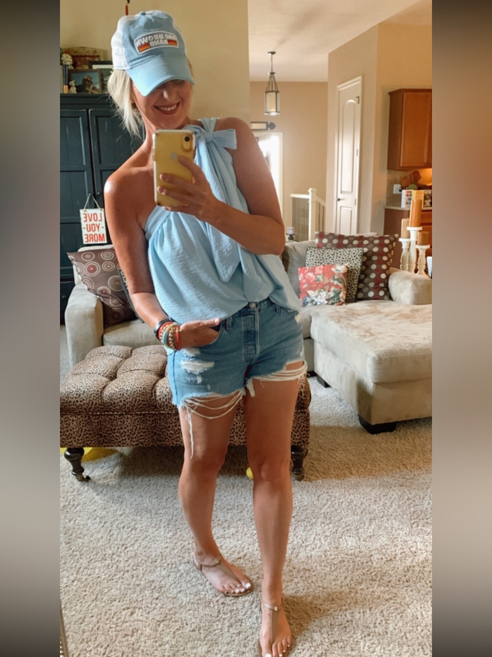 Light Blue One-Shoulder Tie Halter Top - Casual Women’s Summer Top